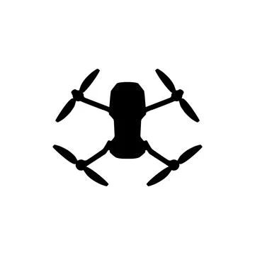 Drone Camera or UAV Silhouette, Flat Style 스톡 일러스트