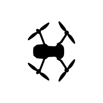 Drone Camera or UAV Silhouette, Flat Style 스톡 일러스트