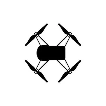 Drone Camera or UAV Silhouette, Flat Style 스톡 일러스트