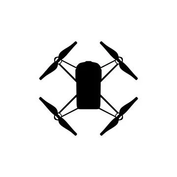 Drone Camera or UAV Silhouette, Flat Style 스톡 일러스트