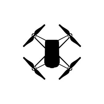 Drone Camera or UAV Silhouette, Flat Style 스톡 일러스트