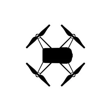 Drone Camera or UAV Silhouette, Flat Style 스톡 일러스트