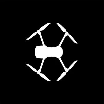 Drone Camera or UAV Silhouette, Flat Style 스톡 일러스트