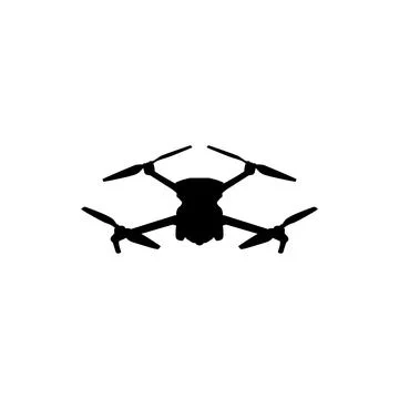 Drone Camera or UAV Silhouette, Flat Style Illustrazione stock