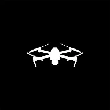 Drone Camera or UAV Silhouette, Flat Style 스톡 일러스트