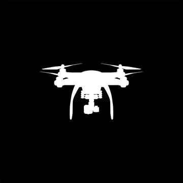 Drone Camera or UAV Silhouette, Flat Style Stock Illustration