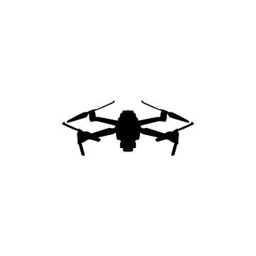 Drone Camera or UAV Silhouette, Flat Style Stock Illustration