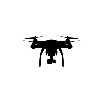 Drone Camera or UAV Silhouette, Flat Style 스톡 일러스트