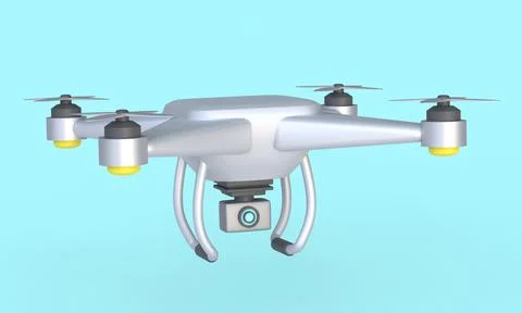 Drone with a camera. Quadcopter with camera. 3d render Stock Illustration
