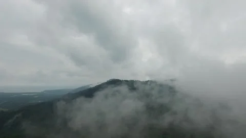 Drone camera through the fog Stock Footage 221470778