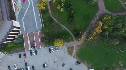 Drone camera top down city garden Video stock 95291068