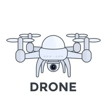 Drone with camera vector illustration with outline Stock Illustration