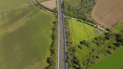 Drone camera vertical view over highway Stock Footage 269524774