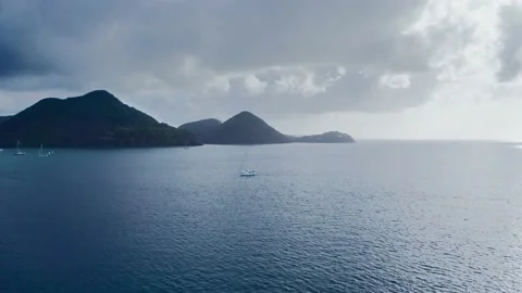 Drone camera view of yachts in a calm sea (Rodney Bay, Saint Lucia) Video stock 132001519
