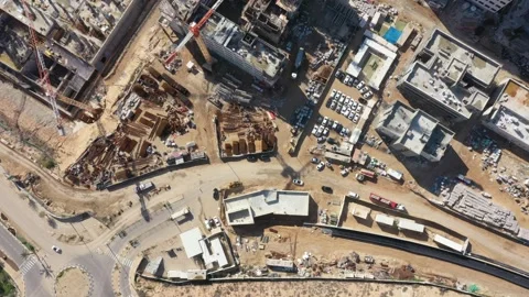 A drone-captured aerial view of a construction site Video stock 294067095