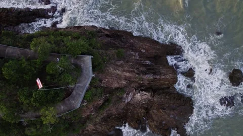 Drone captures in 4k a top view of Koh Samui Island, Thailand, showcasing rocks Stock Footage 264480260