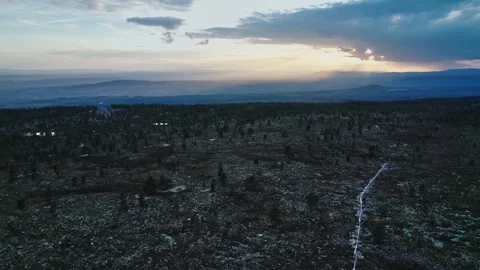 Drone Captures Breathtaking Sunset Over Dalarna Sweden Mountain Ridge in Summer 動画素材 294982631