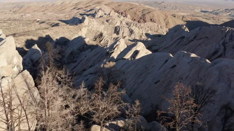 A drone captures a breathtaking view of the Devil's Punchbowl, California, Stock Footage 280131928