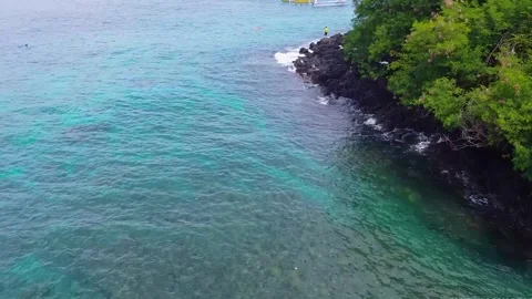 Drone captures coastal view of the Galapagos Islands in Ecuador, surrounded by Stock Footage 309257516