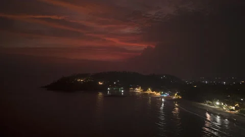 Drone captures hyperlapse of vibrant sunset over sea. Quick motion of dusk skies Stock Footage 265606816