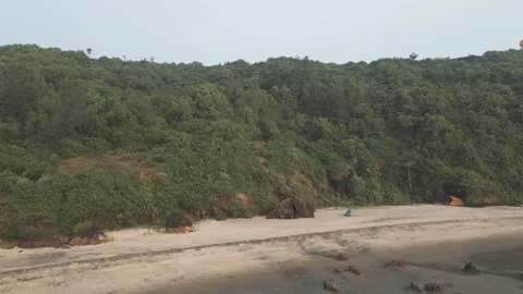 Drone Captures Paraglider Soaring Above Beach in Goa India Stock-Footage 276136111