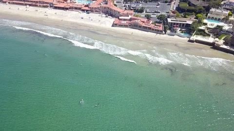 Drone captures school of Leopard Sharks near snorkelers Stock Footage 116522947