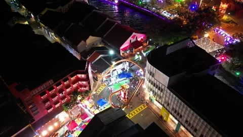 Drone captures the vibrant night life of Jonker Street. 스톡 동영상 315681553