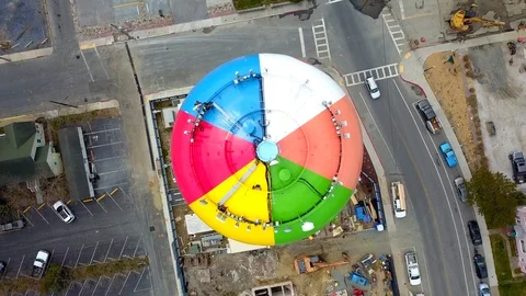Drone captures water tower and beaches and bays in south Ocean City Maryland Stock Footage 89452547