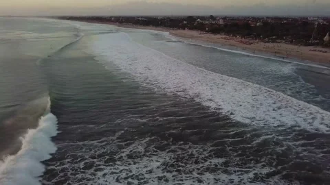 The drone captures the waves of the sea and the coast of Bali. Stock Footage 155998837