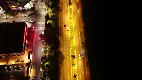 Drone Capturing Cosmopolitan Highway at Dusk Stock Footage 292106577