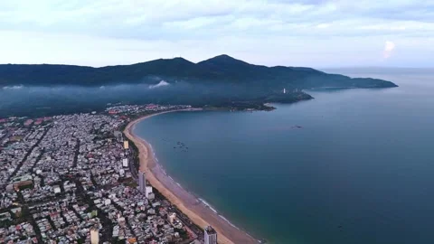 Drone capturing the mountains up north in Da Nang, Vietnam 스톡 동영상 313251009