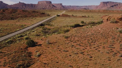 Drone of Car Driving In Utah Stock Footage 320316633