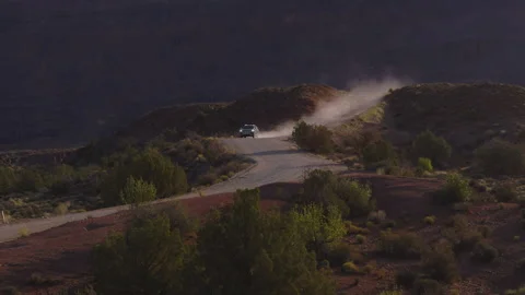 Drone of Car Driving In Utah Stock Footage 320316784