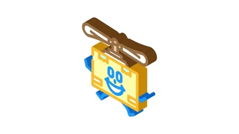 Drone cardboard box character isometric icon animation Stock Footage 327290577