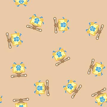 Drone cardboard box character vector seamless pattern 스톡 일러스트