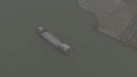 Drone Cargo Ship River China 動画素材 337279783