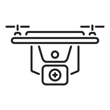 Drone carrying first aid kit for medical emergency response Illustrazione stock