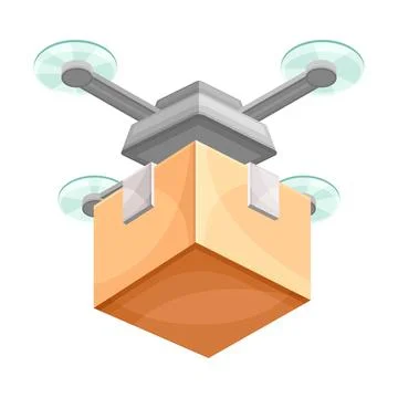 Drone carrying parcel box to customer. Modern delivery service technology vector Stockillustratie