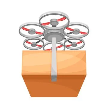 Drone carrying parcel box to destination point. Modern express delivery air Stock Illustration