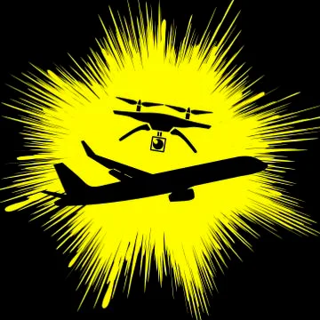 Drone causes air crash Stock Illustration