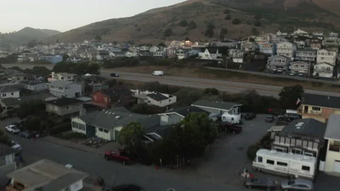 Drone Cayucos Beach 4K 24FPS Stock Footage 135620775