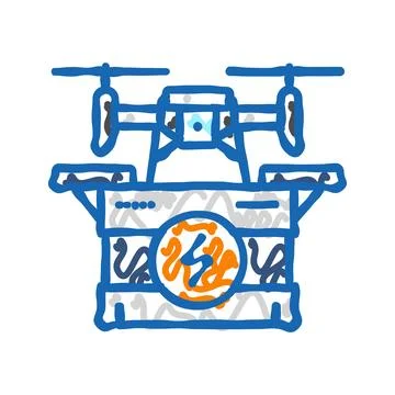 Drone charging autonomous delivery icon doodle illustration Illustrazione stock