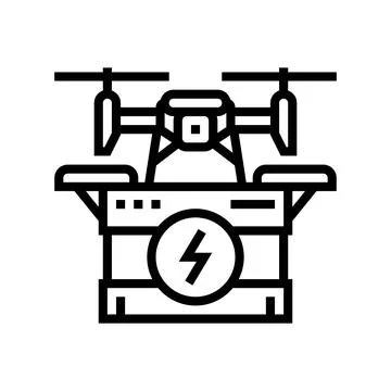 Drone charging autonomous delivery line icon vector illustration イラスト素材