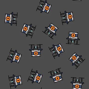Drone charging autonomous delivery vector seamless pattern 스톡 일러스트