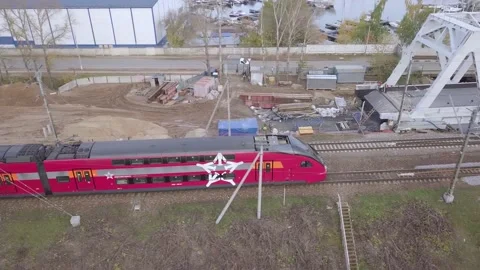 Drone chases the Aeroexpress train Stock-Footage 166734959