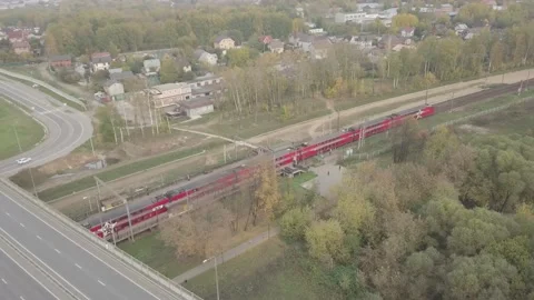 Drone chases the Aeroexpress train 스톡 동영상 166734970