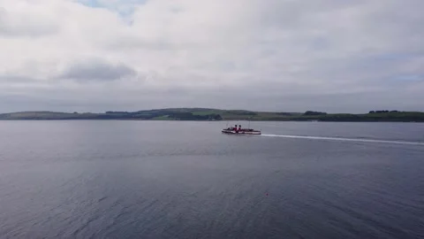 Drone chasing the Waverely Paddle Steamer Video stock 233221793