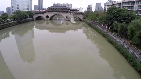 Drone China Chengdu Bridge Stock Footage 68105074
