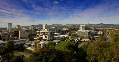 Drone Christchurch City New Zealand Stock Footage