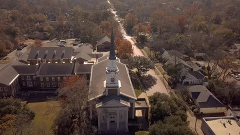 Drone Church Long Orbit Stock Footage 99706370